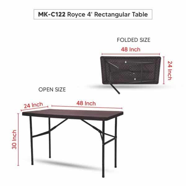 Royce Rectangular Table Wonderplast, What Is The Size Of A Rectangular Table